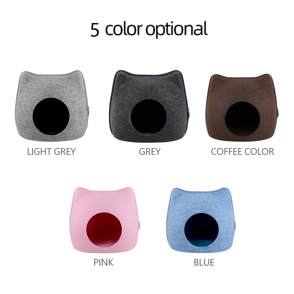 High quality felt Cat Pet Cave Bed for Cats Pets Dark gray/Blue/Pink/Light grey/Coffee color | Дом и сад