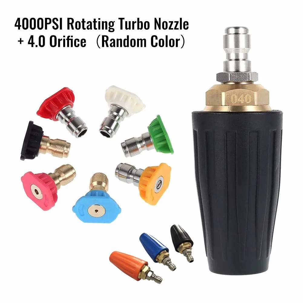 

Pressure Washer Turbo Nozzle With 7 Spray Nozzle Tips Kit 4.0 GPM 4.0 Orifice 1/4" Quick Connect Lotus Turbo Nozzles Angle Seven