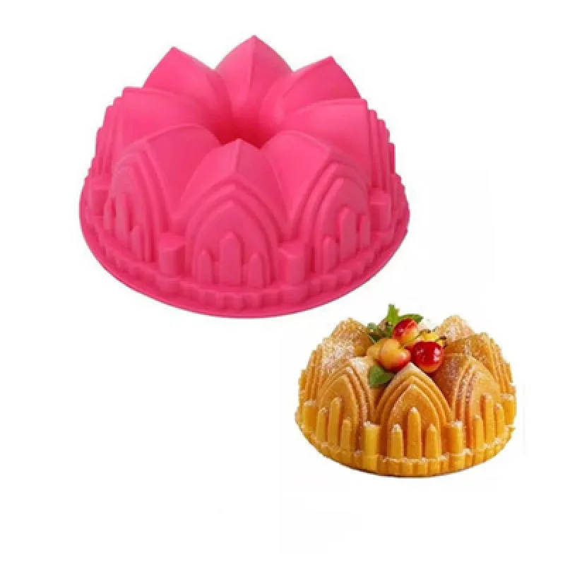 

Bake pan big castle shape silicone cake mold soap sugar mold（Random Color）