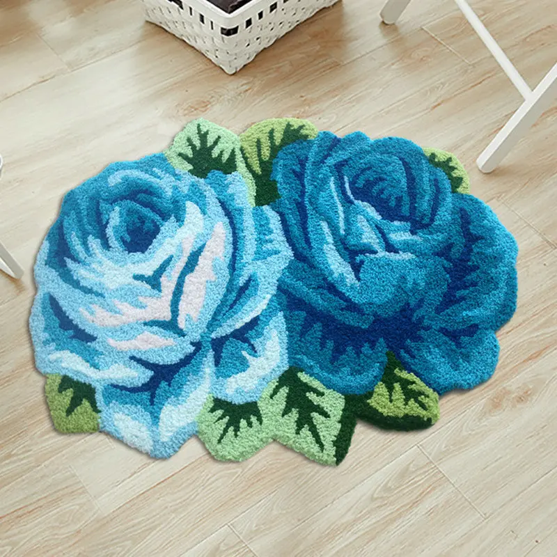 rose flower carpet home area rug 70x60cm embroidery roses flower mat bathroom pad doormat living room bedside mats home decor free global shipping