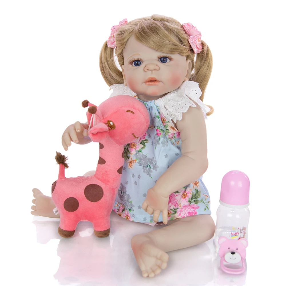 

Gold hair bebe reborn silicone doll 22inch 55cm lifelike newborn baby girl princess dolls toys for children's day gift