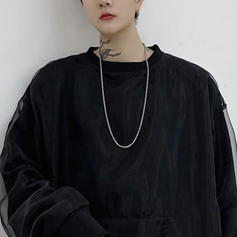 

XITAO Patchwork Mesh Black White Sweatshirt Women Clothes 2021 Spring New Fashion Pocket Plus Size Casual Sweatshirt ZY5842
