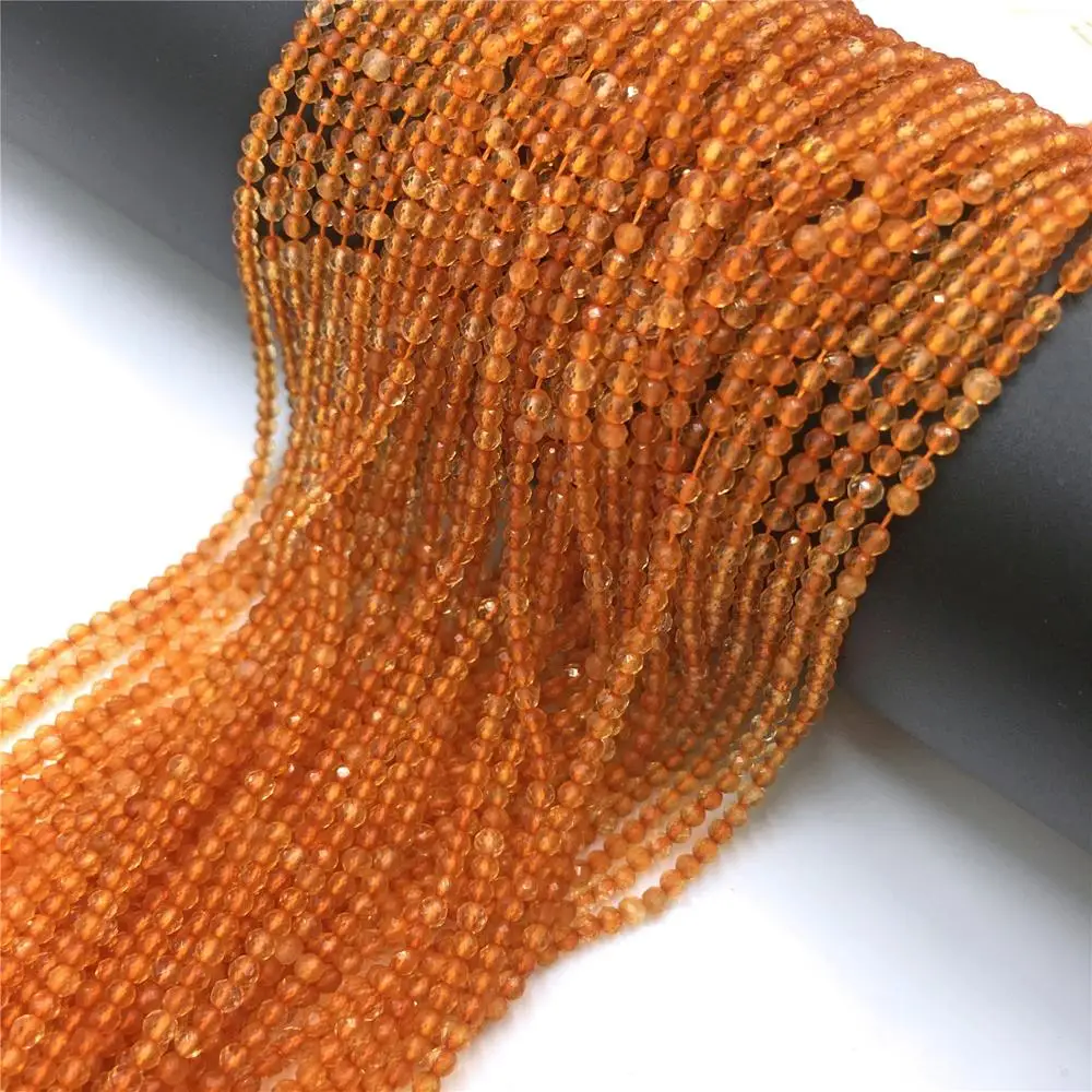 Бусины из натурального камня циркониевые бусины граненые оранжевые красные 2 3 мм