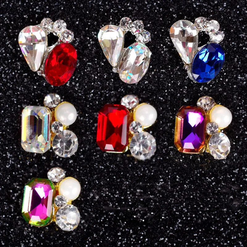 

3pcs/bag Fashion Shiny Nail Art Jewelry Colorful Alloy Rhinestones DIY Nail Art Jewelry Decorative Accessories