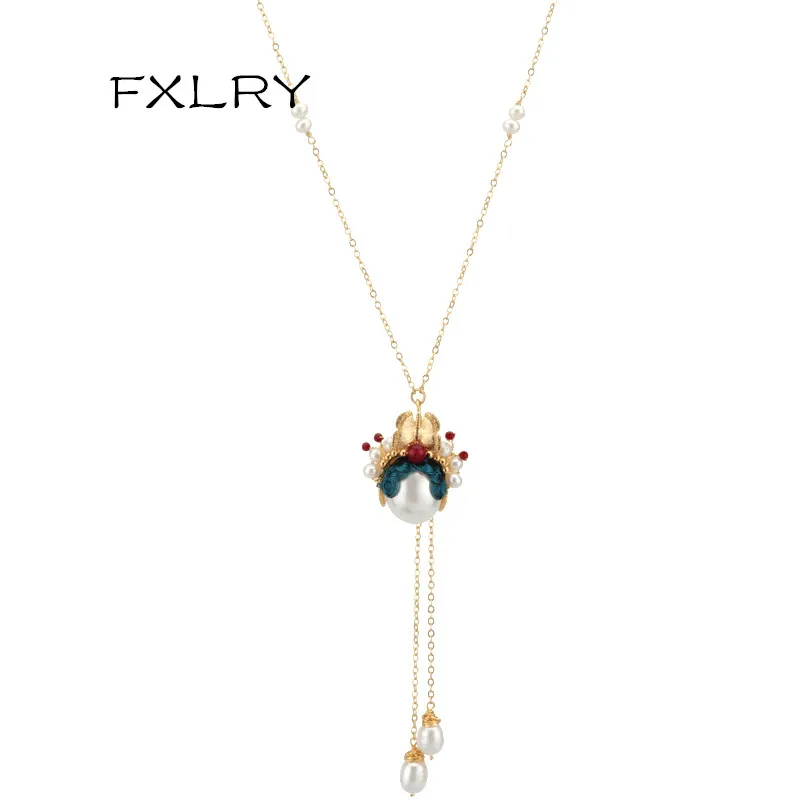 FXLRY ручной работы натуральный пресноводный жемчуг для лица Подвеска &quotОпера&quot
