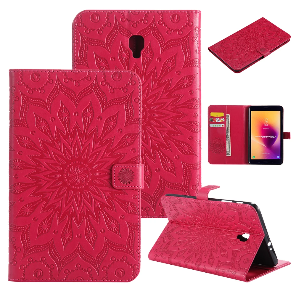 

PU Leather Stand Case Cover For Samsung Tab A 8.0 SM-T387 SM-T385 Embossed Flip Book Shockproof Protective Shell Cover Fashion