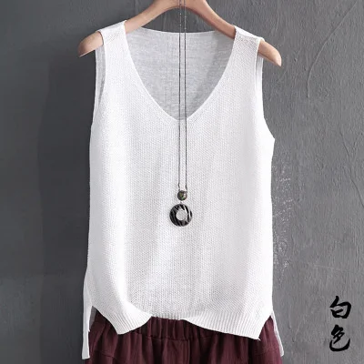 

Women's summer knitted cool silk T-shirt with loose large suspender vest