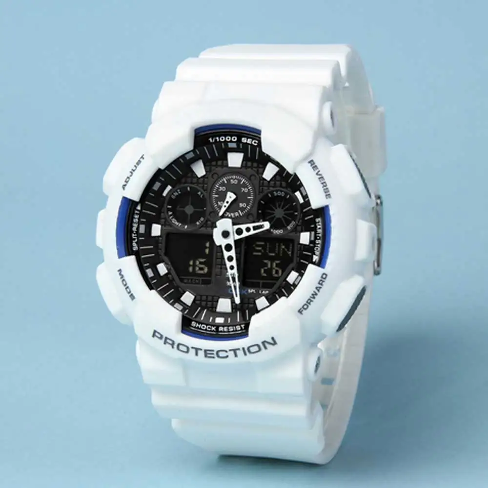 

Hot-selling ordinary rest sports 100 men's watch LED digital watch world time waterproof and shockproof tape watch