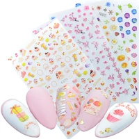 dessert patterns nails art manicure back glue decal decorations design nail sticker for nails tips beauty