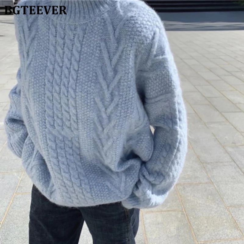 BGTEEVER Повседневный свободный свитер Женская Весенняя водолазка вязаный пуловер в