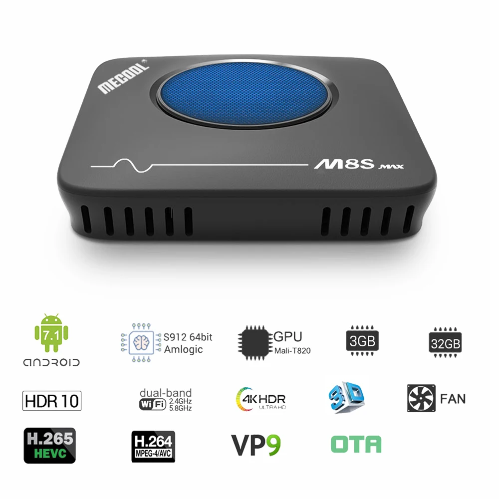 Max Amlogic Android 7 1 Смарт ТВ приставка 3 ГБ + 32 2 4G 5 8G двойной WiFi BT4.0 4K VP9 H.265 | Электроника