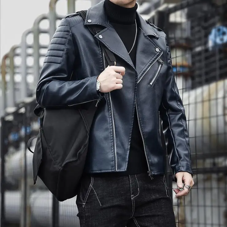 Мужская кожаная куртка мужские осенние куртки из искусственной кожи модные