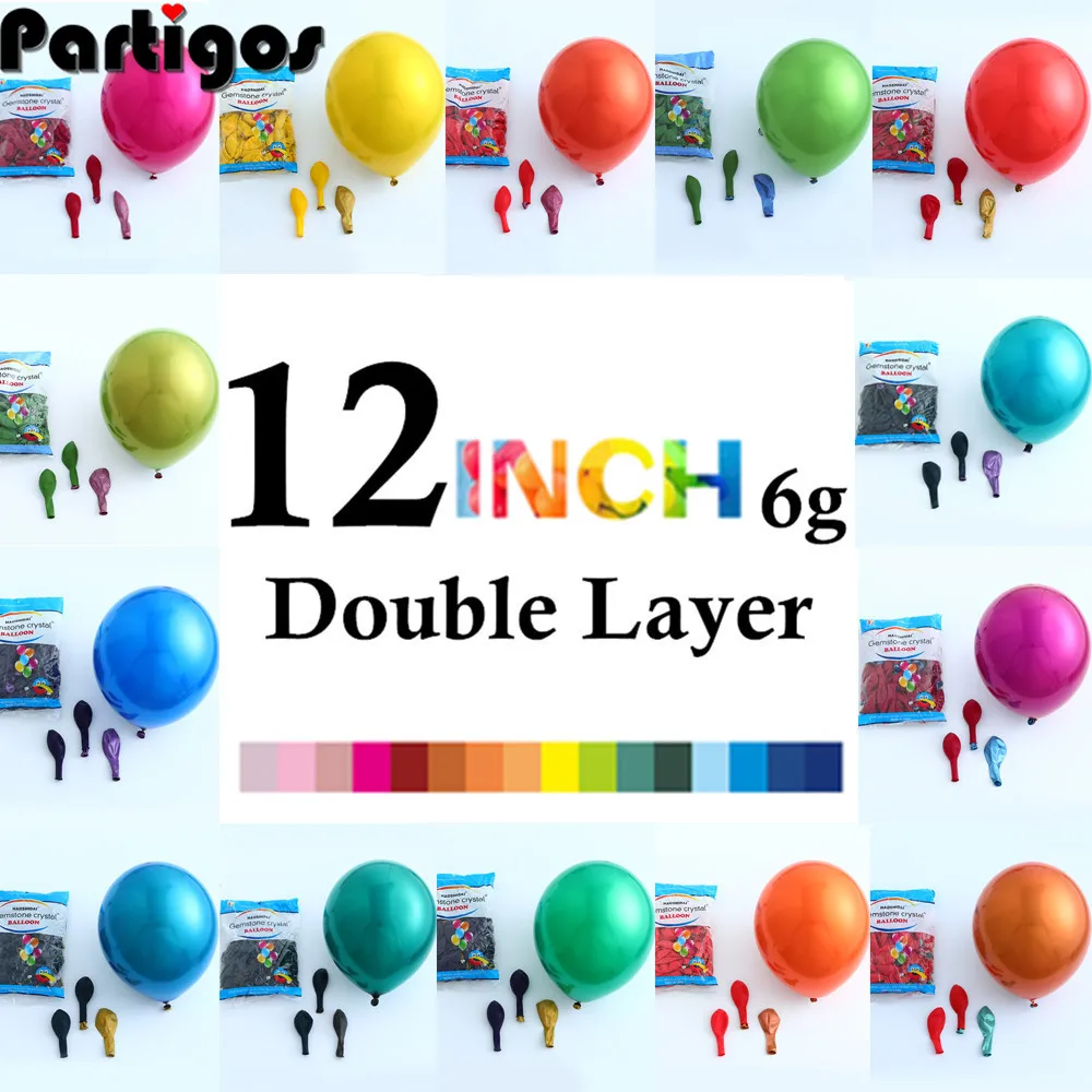 10 шт. 12 дюймовые двухслойные хромированные шары из латекса цвета металлик