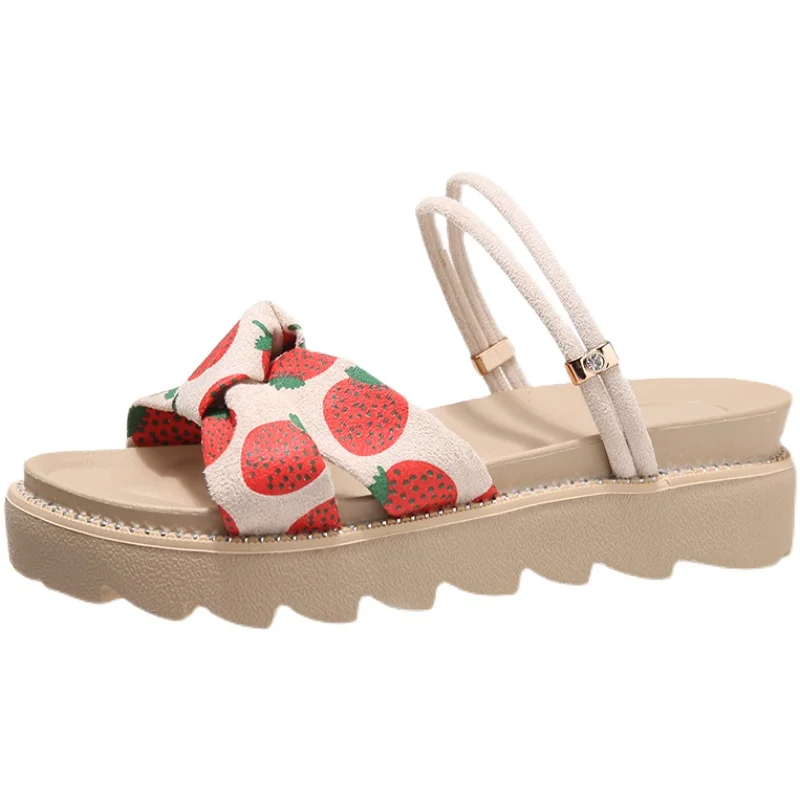 

Shoes Woman 2021 Flock Slippers Summer Pantofle Platform Luxury Slides Med New Flat Soft Designer Cotton Fabric Basic Fashion Sc