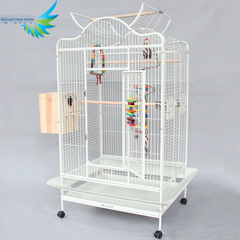 

Pulling chassis super large open-top door bird house exquisite workmanship diamond parrot cage wood portable pet stand