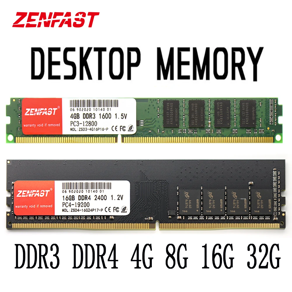 Оперативная память ZENFAST DDR3 DDR4 4 ГБ 8 16 32 ОЗУ 1333 1600 2133 2400 2666 МГц для настольного