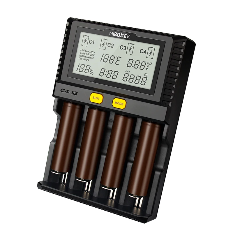 

Miboxer 18650 265650, 4 , -, /, 12 li-ion/IMR/INR/ICR/Ni PK VP4 PLUS