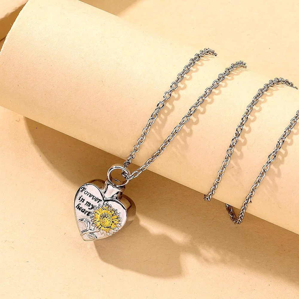 Unisex Sunflower Forever in My Heart Pendant Chain Necklace Memorial-Jewelry Charm Statement Jewelry clavicle chain | Украшения и