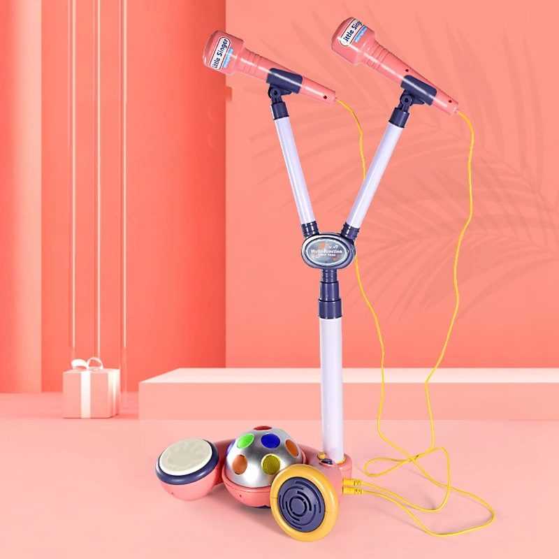 Детский караоке-автомат регулируемый с светильник микрофонами |