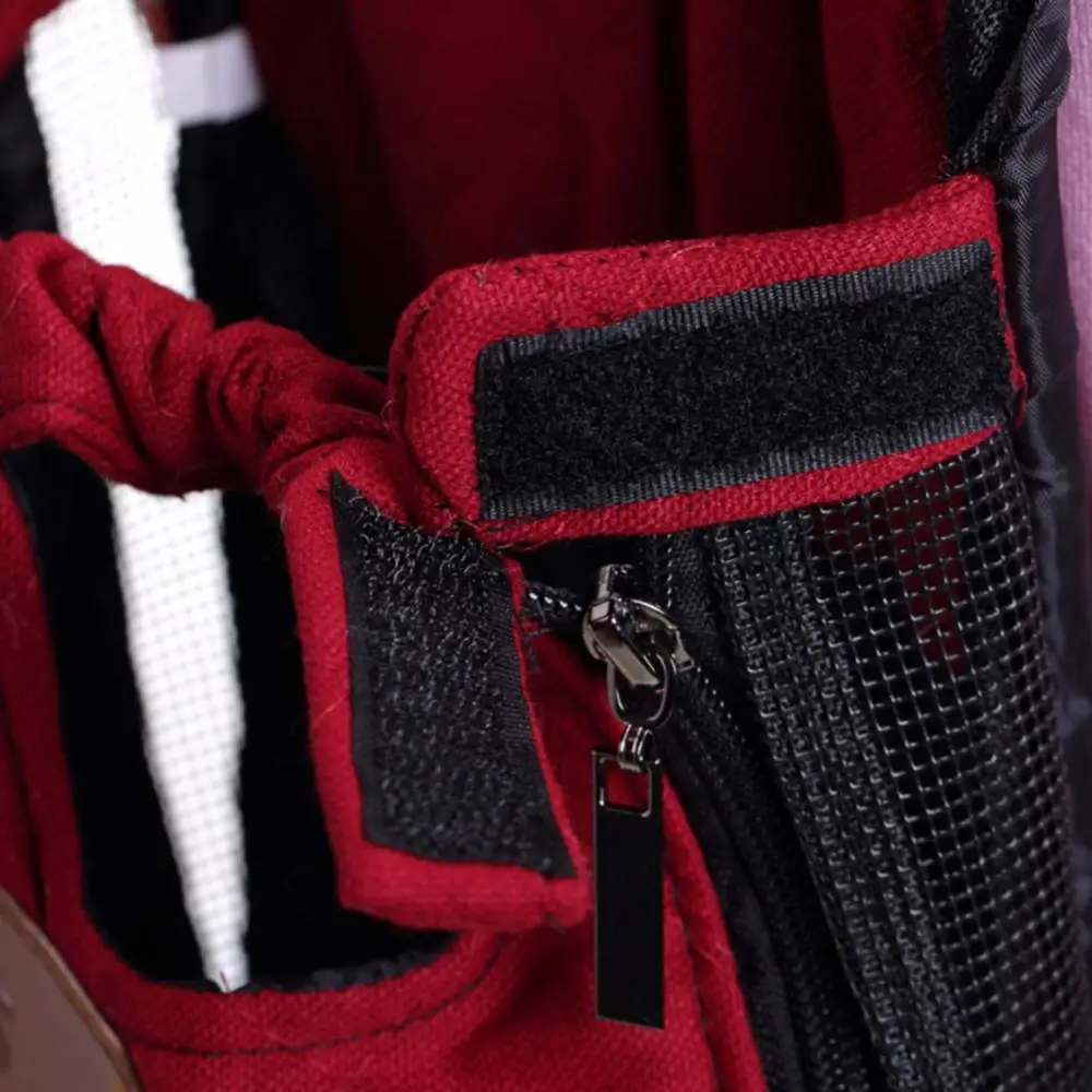 Сумка-переноска из красной холщовой ткани для путешествий с кошечками и собаками