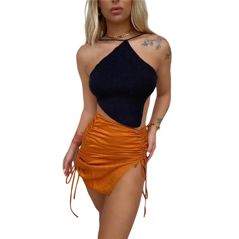 Летняя женская сексуальная нагрудная одежда Однотонный женский топ на шнуровке