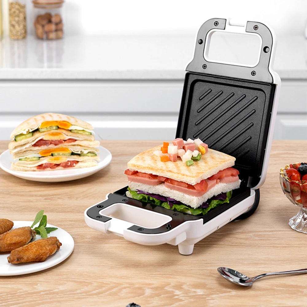 

Sandwich Maker Breakfast Machine Electric Iron with Non-Stick Plates Mini Sandwich Toaster Kitchen Frying Pan for Meat Egg