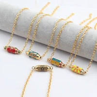 high quality lucky eye colorful turkish evil eye pendant necklace 18k gold plated chunky chain long necklace for men women girls