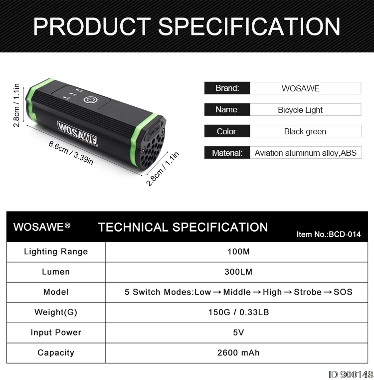 WOSAWE велосипедный светильник USB велосипедный светодиодный светильник Встроенный перезаряжаемый аккумулятор вспышка светильник крепление на руль фонарь для велосипеда