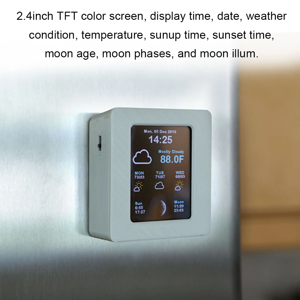 

Household Intelligent Wifi Weather Report Clock Time Data Tempearture Display with 2.4inch TFT Color Screen