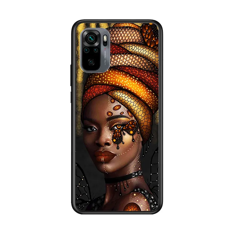 

Colorful art african girl for Xiaomi Redmi Note 10 10S 9 9T 9S 9Pro Max 8T 8Pro 8 7 6 5 Pro 5A 4X 4 Soft Black Phone Case