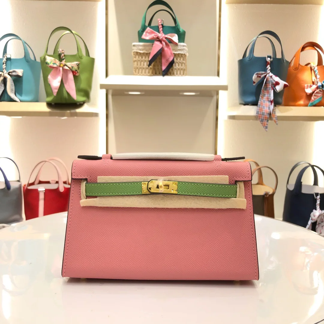 

Women Top Handbag One Shoulder And Crossbody Bag Genuine Cow Leather Panelled Shine Color 2021 The New Style 2Color 22cm