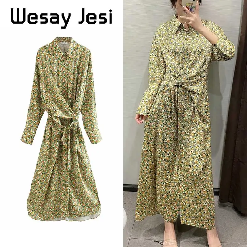 Женское летнее платье элегантное модное винтажное с цветочным принтом отложным