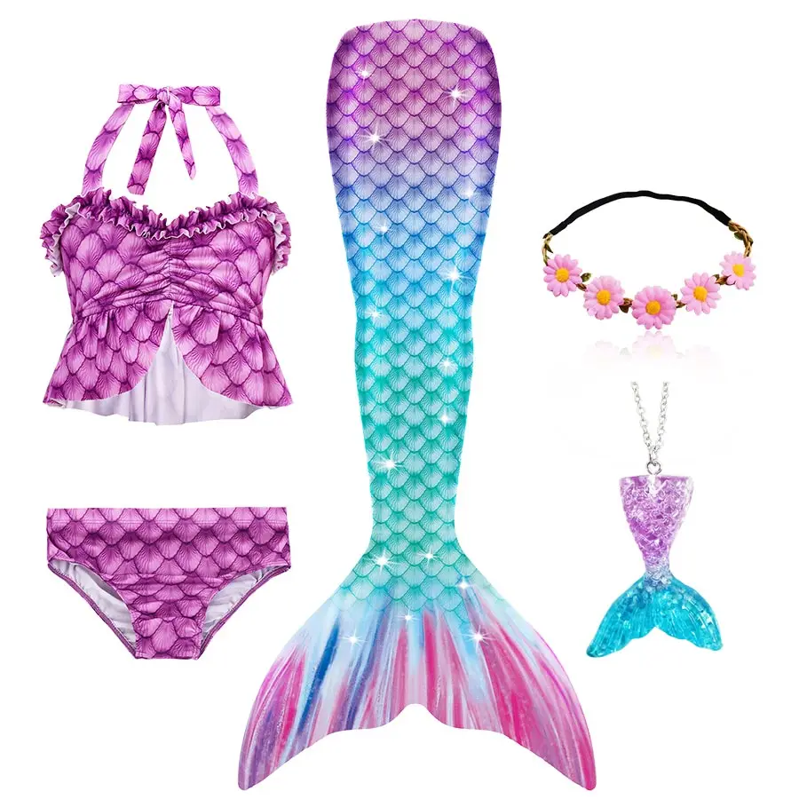 Girls Kids Bikini Mermaid Tail with Finned for Swimming Child's Split Swimsuit Clothing Swimwear Cosplay Costume | Тематическая