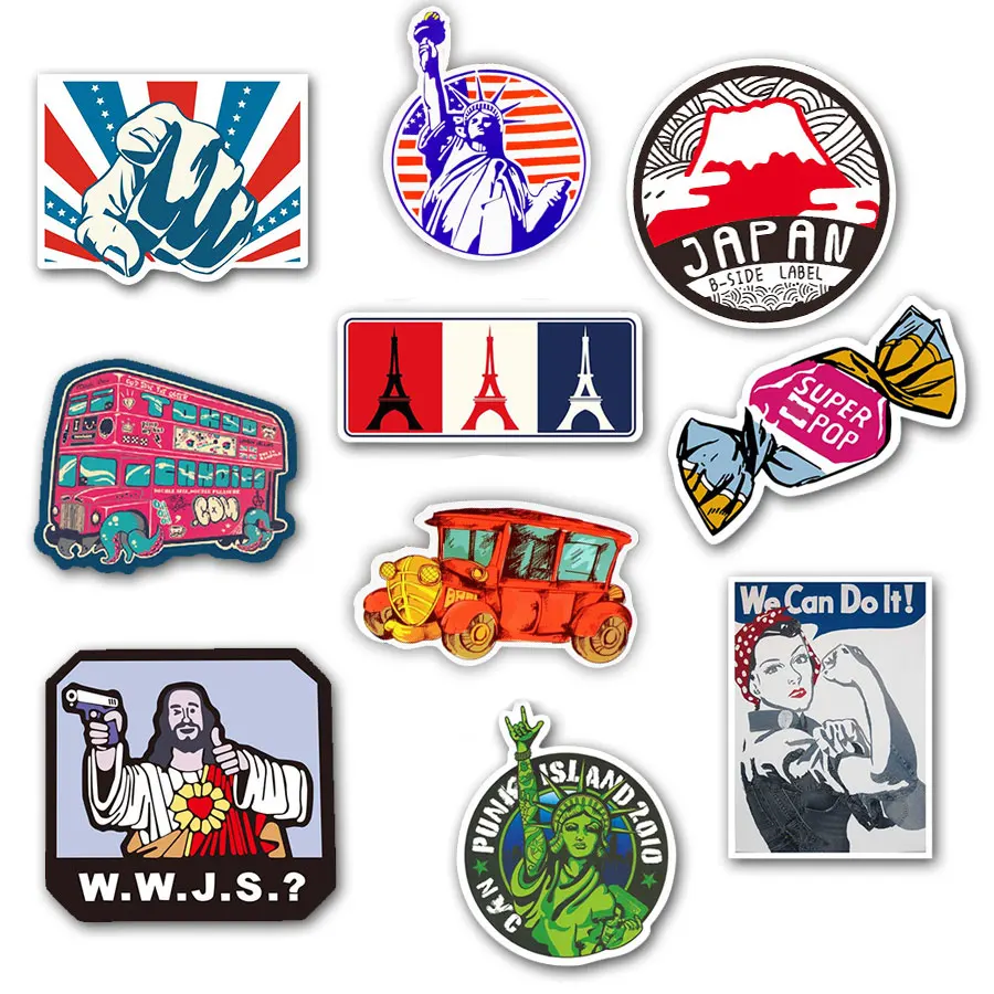 50 шт. классические наклейки в стиле ретро для ноутбука гитары чемодан скейтборда