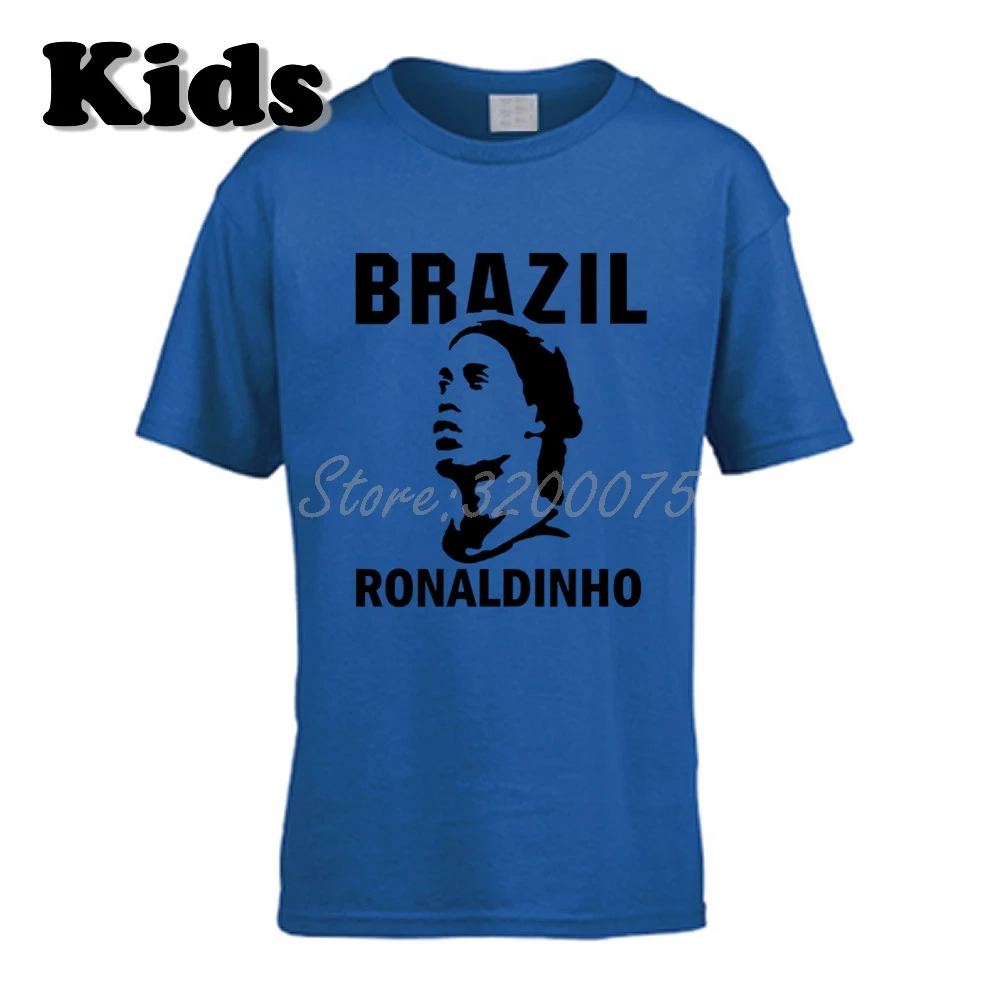 19 Детская футболка Ronaldo De Assis Moreira Ronaldinho 10, Бразильская Легенда Футболка с круглым вырезом для мальчиков и девочек W19032911 - Цвет: 19