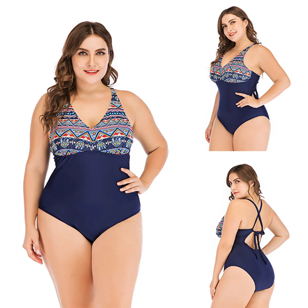 

2020 New Style Women's Triangular One-piece Fat Plus-sized Large Size Swimwear Swimsuits /30
