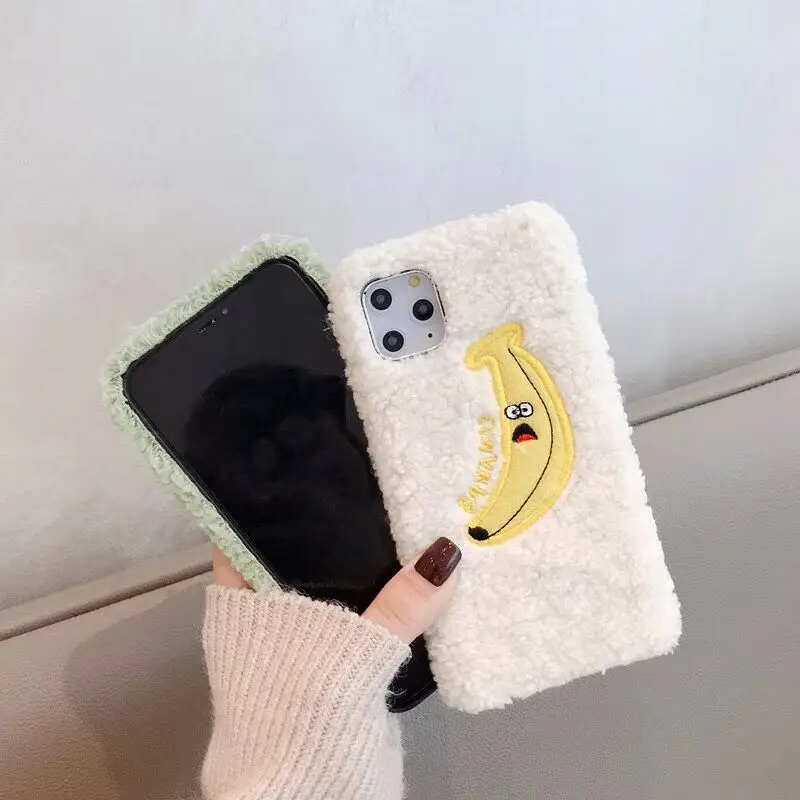Cartoon cute fruit Banana avocado Phone Case For iPhone 11 Pro Max XR XS 6 6S 7 8 Plus X fashion Plush Winter Back Cover |