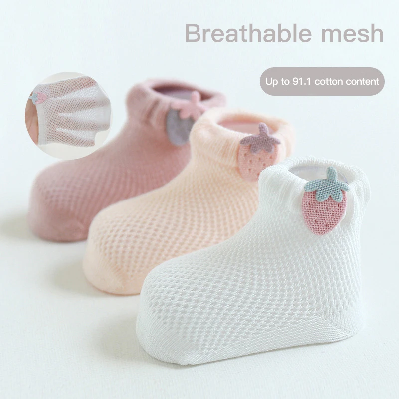 

3pcs/lot Kid Socks Infant Summer Mesh Thin Cotton Baby Socks Boneless Newborn Socks Children Clothes Accessories For 0-5Y Babies