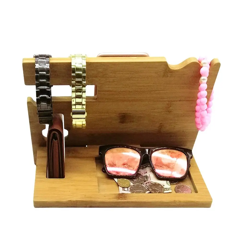 Деревянный мобильный телефон держатель для часов очков ключей настольный