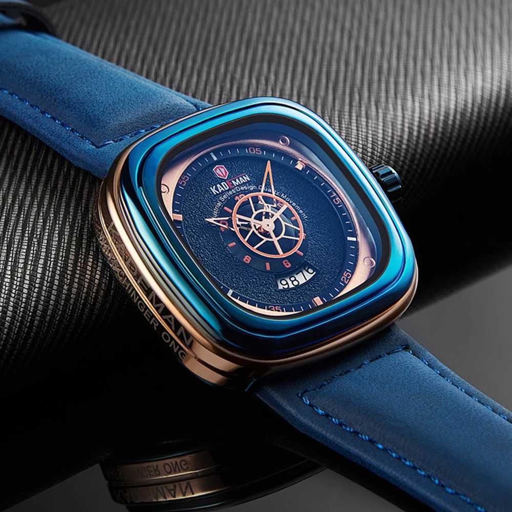 Мужские квадратные часы KADEMAN роскошные спортивные с звездным дизайном модные