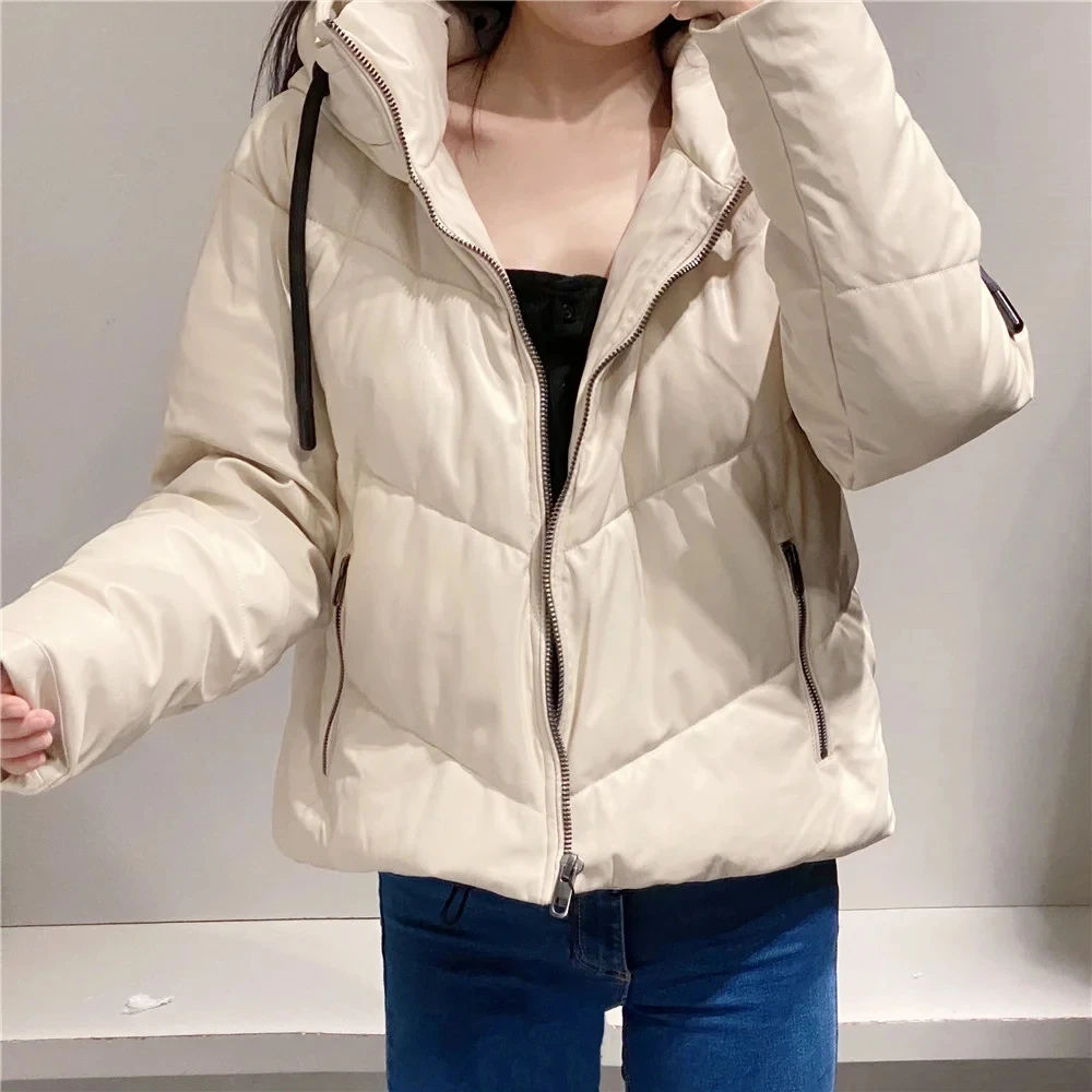 

Winter jacket women parka vintage black leather jackets coats streetwear female puffer jacket korean hooded coat 2020
