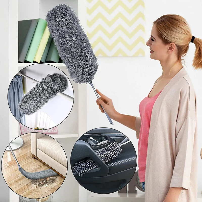 

Feather Duster, Microfiber Duster Kit with Telescoping Extension Pole,Detachable Reusable Washable Dusters for Cleaning