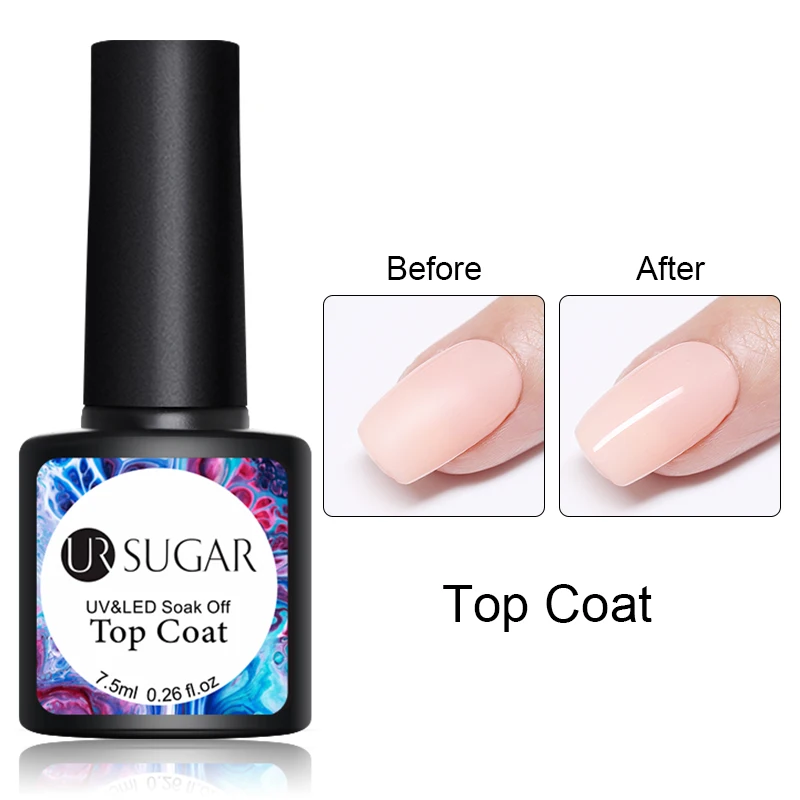 Top Coat 2 Ur Sugar 7,5 мл гель Шикарный Розовый Фиолетовый чистый цвет ногтей матовая Платина Серебро верхнее покрытие замочить от УФ гель-лака дизайн ногтей Гель-лак - Цвет: Top Coat 2