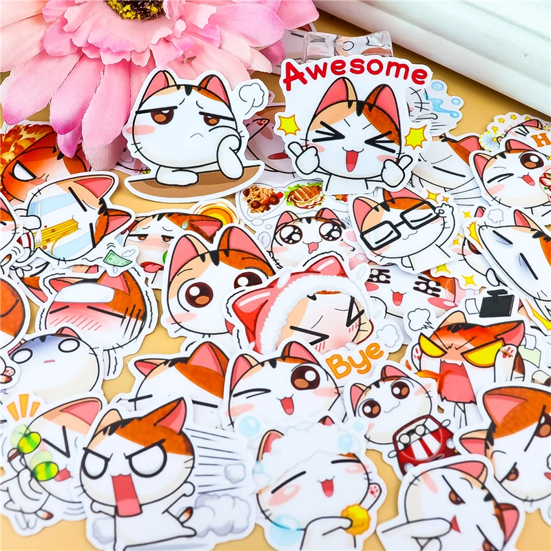 stickers 40pcs cute orange cat sticker for luggage skateboard phone laptop moto bicycle wall guitardiy scrapbooking waterproof free global shipping