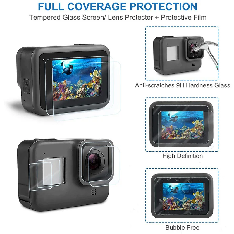 Набор аксессуаров для GoPro Hero 8 черный/водонепроницаемый корпус/защита экрана из