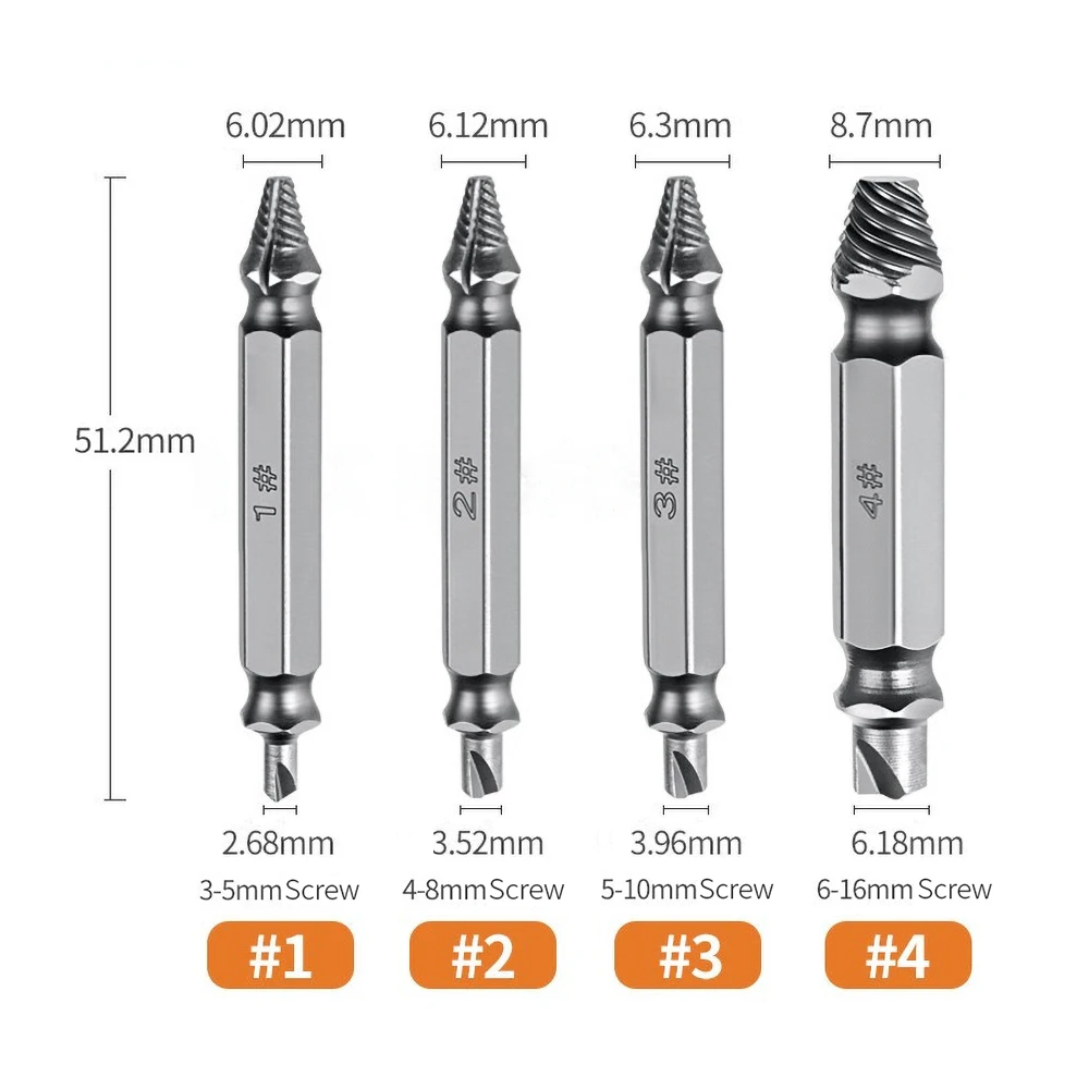 Набор направляющих для извлечения поврежденных винтов двухсторонний экстрактор