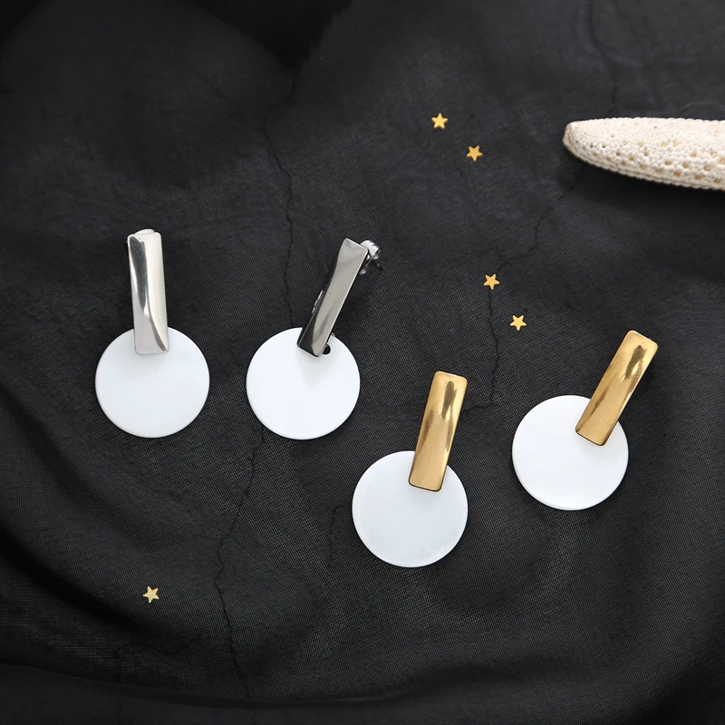 Женские прямоугольные серьги гвоздики из нержавеющей стали геометрические