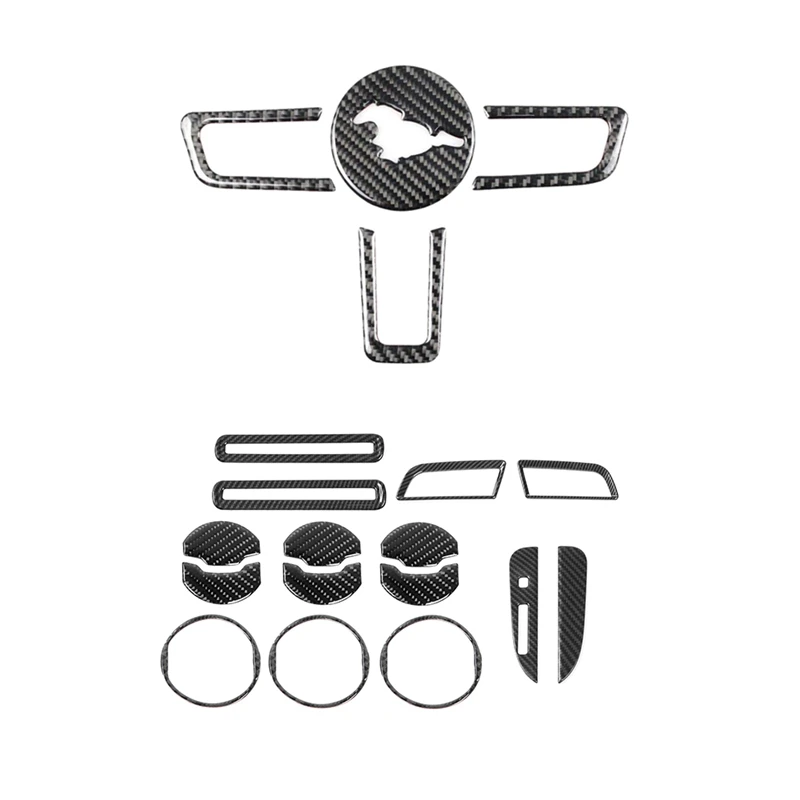 

4PCS Steering Wheel Insert Decoration Cover Emblem Sticker With 15PCS Interior Accessories Decor Trim Kits