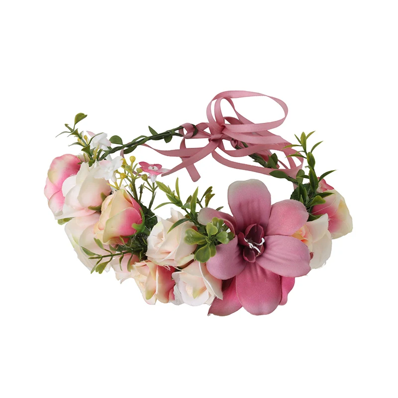 Женский цветочный венок для невесты эластичная лента волос с бантом свадебная