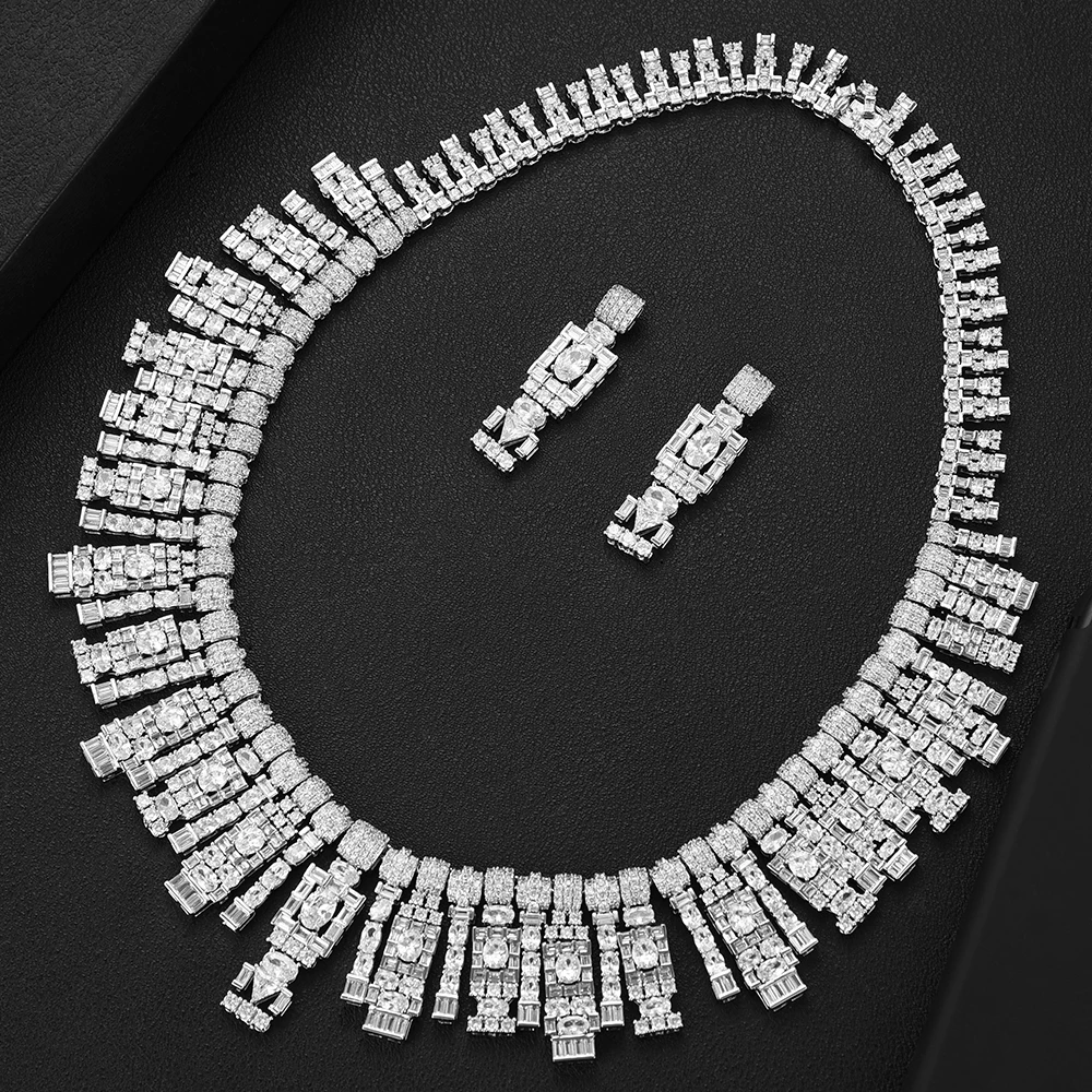 Женский набор украшений GODKI ювелирных изделий из серебра и серег с кубическим